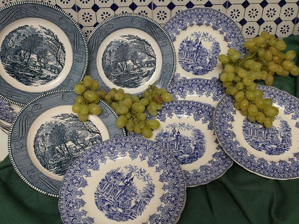 Series of twelve earthenware plates, Laveno