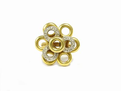 Anello in Oro Giallo e Bianco con Diamanti