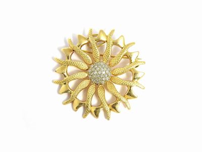 Pendente Spilla in Oro Giallo con Diamanti