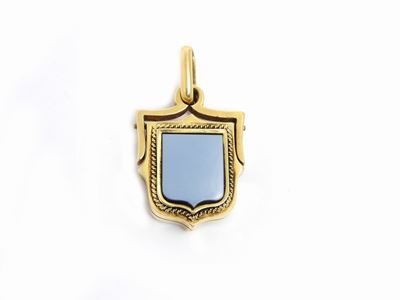 Pendente Portaritratto in Oro Giallo con Onice