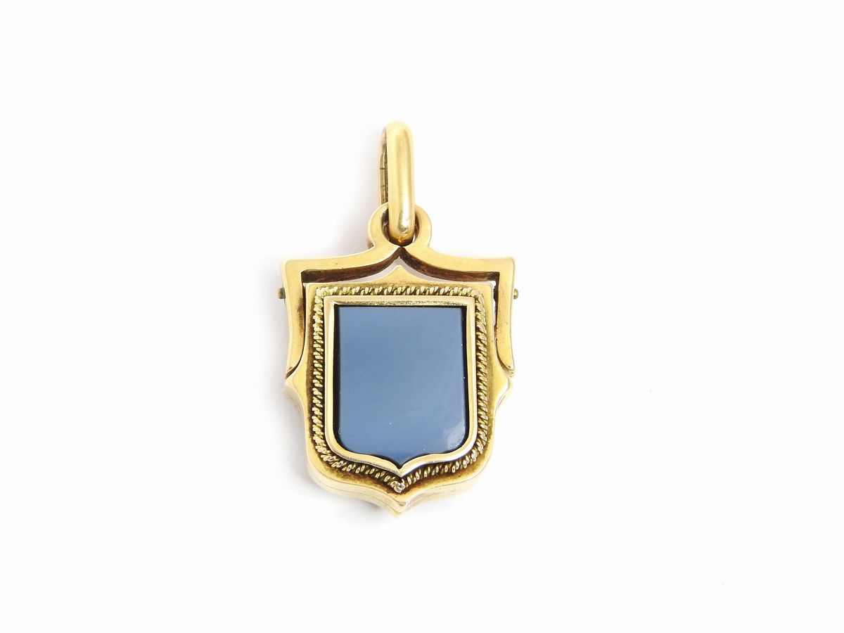 Pendente Portaritratto in Oro Giallo con Onice