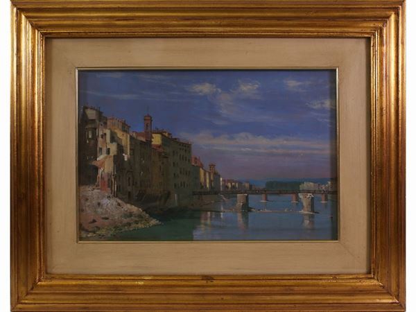Angelo Mambriani : View of Florence 1945  ((1877-1968))  - Auction Furniture, Paintings and Curiosities from Private Collections - Maison Bibelot - Casa d'Aste Firenze - Milano