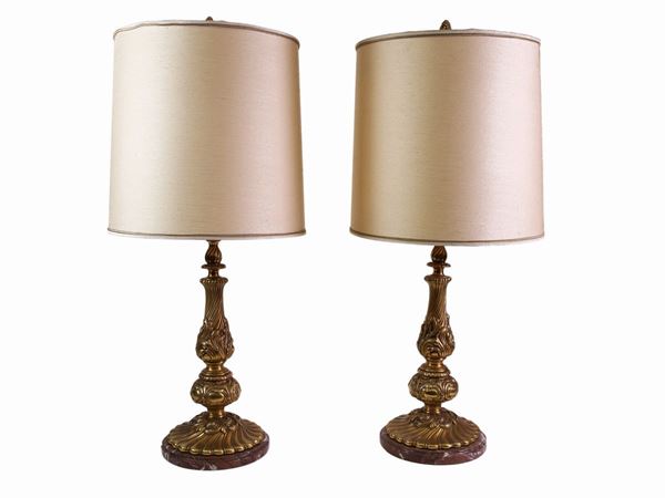 A pair of gilded bronze table lamp  (first half of the 20th century)  - Auction Furniture, Paintings and Curiosities from Private Collections - Maison Bibelot - Casa d'Aste Firenze - Milano