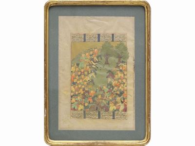 Coppia di Pagine Miniate Persiane Tratte dallo Shah Nameh
