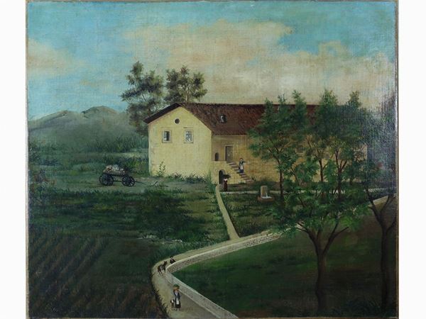 View of a Farmerhouse and River Landscape