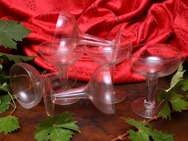 Set of twelve blown crystal champagne glasses  (late 19th century)  - Auction Tuscan style: curiosities from a country residence - Maison Bibelot - Casa d'Aste Firenze - Milano