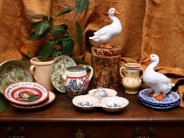Lot of rustic earthenware objects  - Auction Tuscan style: curiosities from a country residence - Maison Bibelot - Casa d'Aste Firenze - Milano