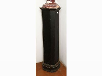 Colonna Portasculture in Legno Tenero Ebanizzato