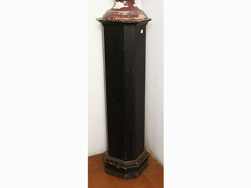 Colonna Portasculture in Legno Tenero Ebanizzato