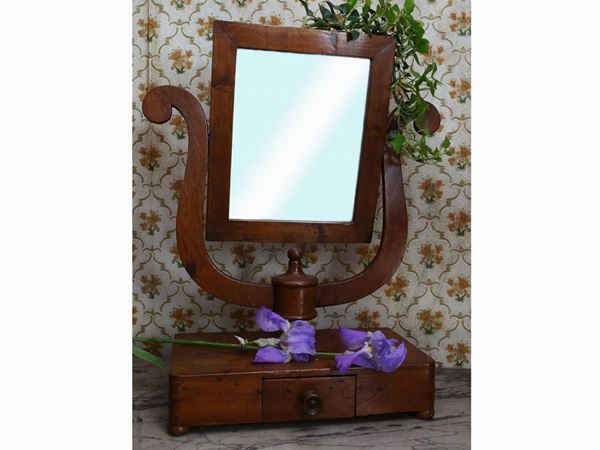 Small walnut psyche mirror  (Tuscany, first half of the 19th century)  - Auction Tuscan style: curiosities from a country residence - Maison Bibelot - Casa d'Aste Firenze - Milano