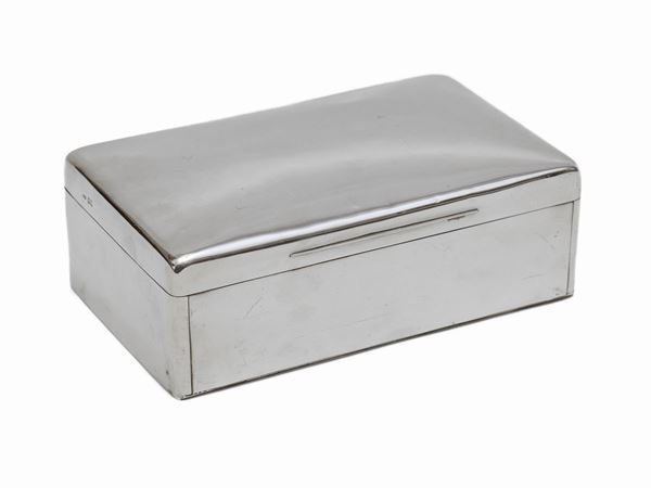 A silver coated wood cigars box
