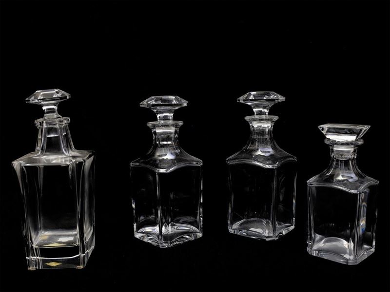 Quattro Bottiglie da Liquore in Cristallo