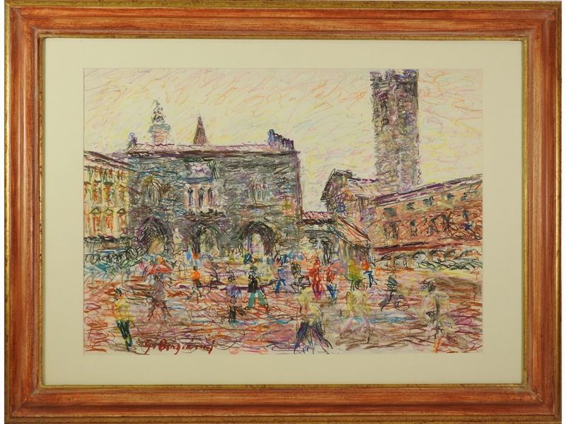 Guido Borgianni - Scorcio di Piazza con Figure