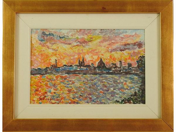 Guido Borgianni : Sunset in Florence  ((1915-2011))  - Auction The florentine house of a milanese collector: important glasses, objects of art and contemporary art - Maison Bibelot - Casa d'Aste Firenze - Milano