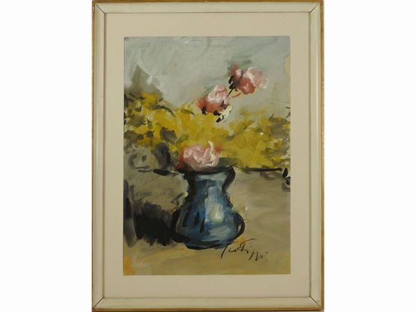 Sergio Scatizzi : Flowers in a vase  ((1918-2009))  - Auction The florentine house of a milanese collector: important glasses, objects of art and contemporary art - Maison Bibelot - Casa d'Aste Firenze - Milano