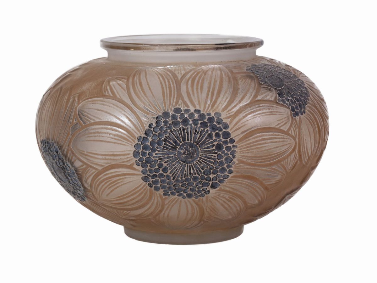 Vaso Lalique "dhalias" in Vetro Patinato