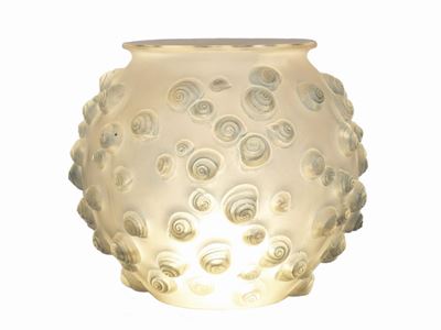 Vaso Lalique "palissy" in Vetro Ghiacciato e Patinato