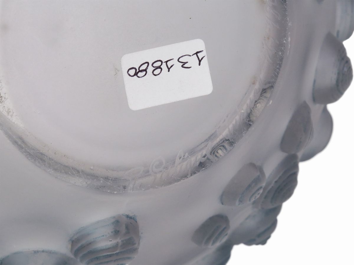 Vaso Lalique "palissy" in Vetro Ghiacciato e Patinato