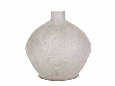 Vaso Lalique "plumes" in Vetro Patinato Opalescente