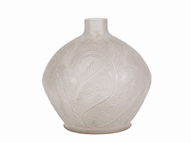 Vaso Lalique "plumes" in Vetro Patinato Opalescente