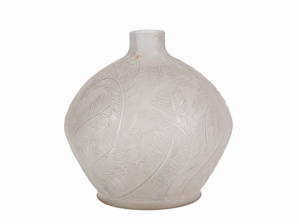 Vaso Lalique "plumes" in Vetro Patinato Opalescente
