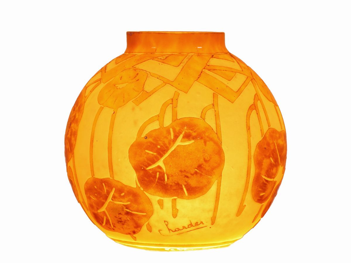 Vaso le Verre Français Decoro "capucines Oranges"