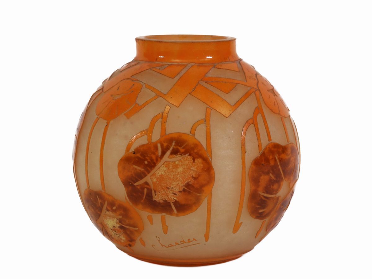Vaso le Verre Français Decoro "capucines Oranges"