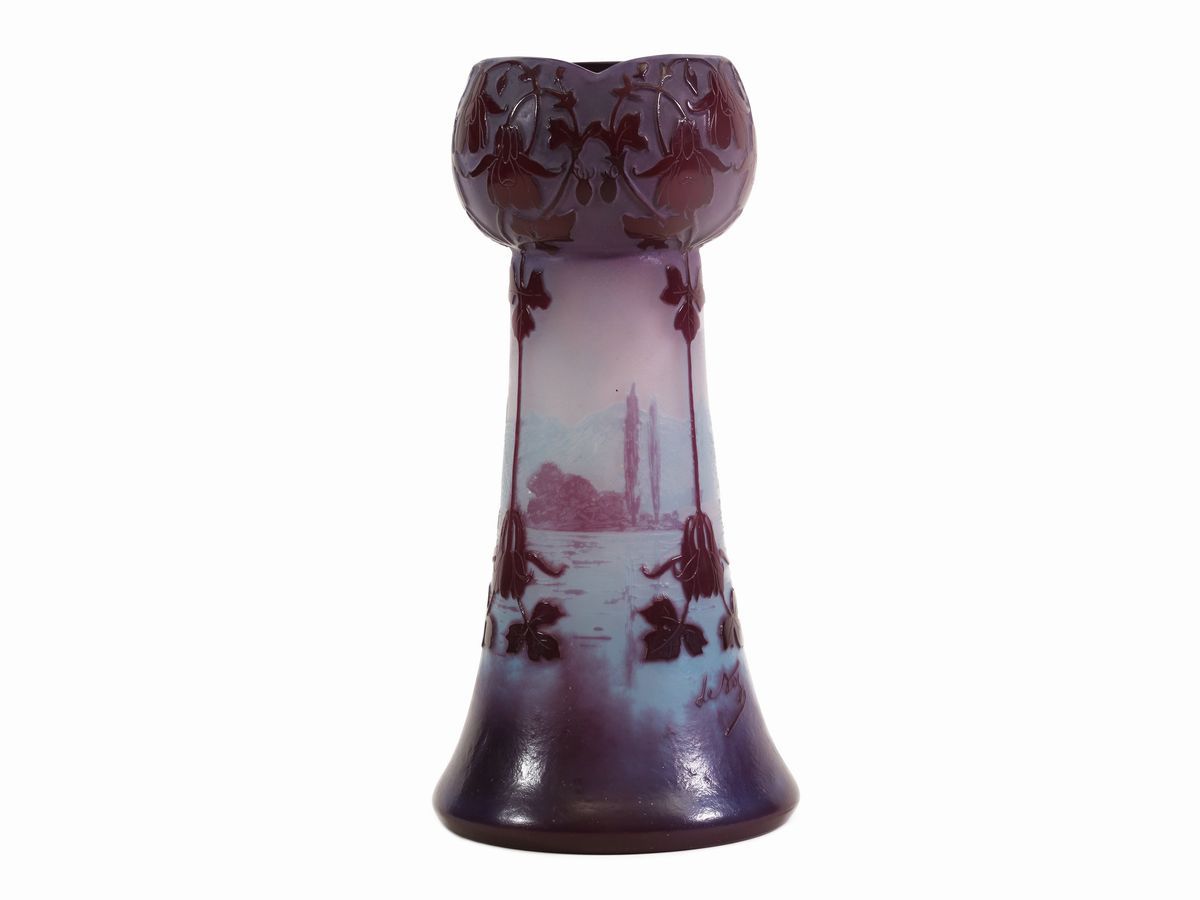 Vaso De Vez con Decoro di Paesaggio e Fiori