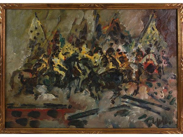 Emanuele Cappello : Battle scene  ((1912-1996))  - Auction Furniture, Paintings and Curiosities from Private Collections - Maison Bibelot - Casa d'Aste Firenze - Milano