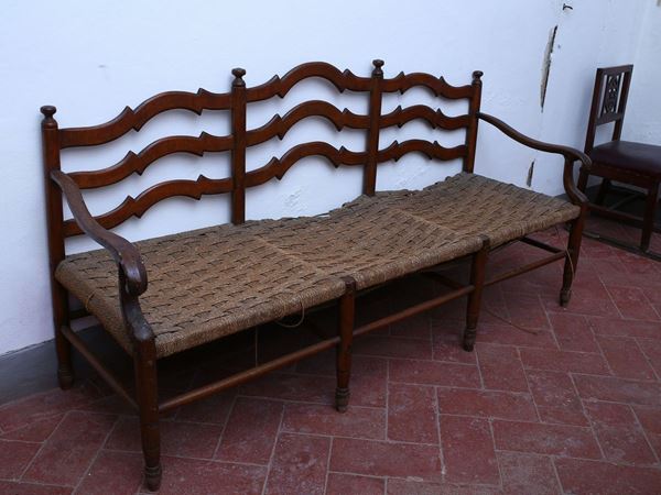 Walnut bench sofa