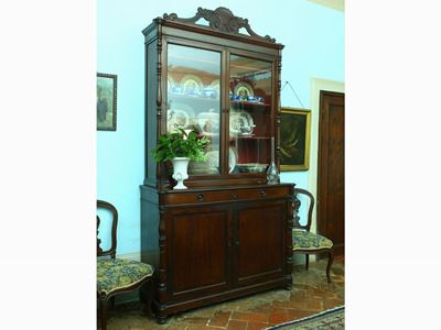 Credenza con Alzata in Mogano