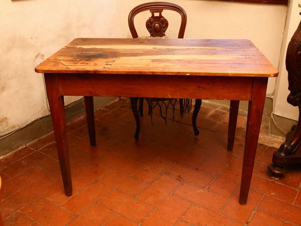 Rustic table in soft wood  (Tuscany, early 20th century)  - Auction Furniture and Paintings from the Ancient Fattoria Franceschini, partly from Villa I Pitti - Maison Bibelot - Casa d'Aste Firenze - Milano