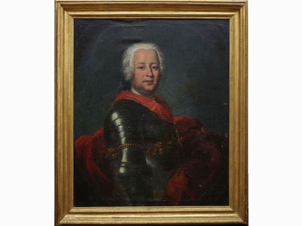 Giuseppe Antonio Fabbrini - Male portrait in armor with red cloth