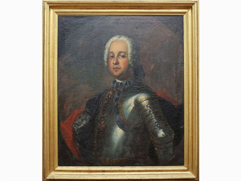 Giuseppe Antonio Fabbrini - Ritratto Virile in Armatura con Croce di Santo Stefano e Drappo Rosso