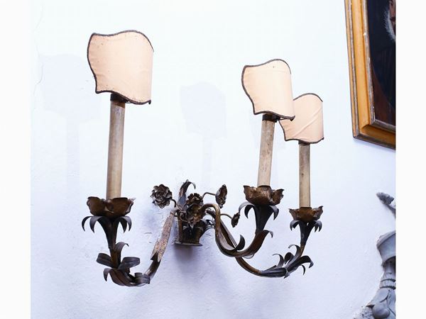 Pair of tole wall lamps