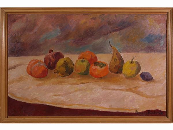 Adriana Pincherle : Natura morta con frutta  ((1905-1996))  - Asta Arredi, Dipinti e Curiosità da Collezioni Private - Maison Bibelot - Casa d'Aste Firenze - Milano