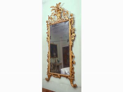 Specchiera con Cornice in Legno Intagliato e Dorato
