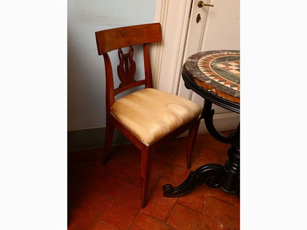 Series of three cherrywood chairs