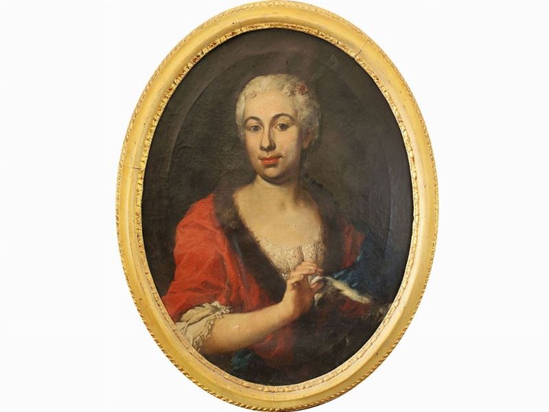 Pittore Fiorentino - Ritratto di Dama con Veste Bordata di Pelliccia