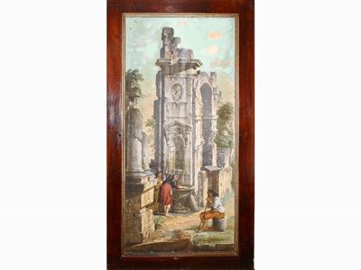Rovine con Fonte e Tre Figure