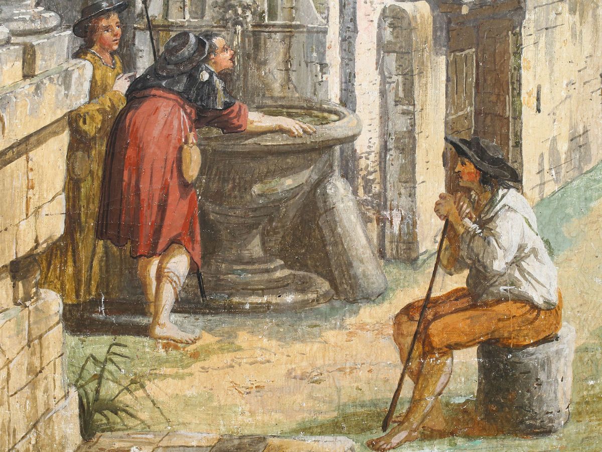 Giuseppe Zocchi - Rovine con Fonte e Tre Figure