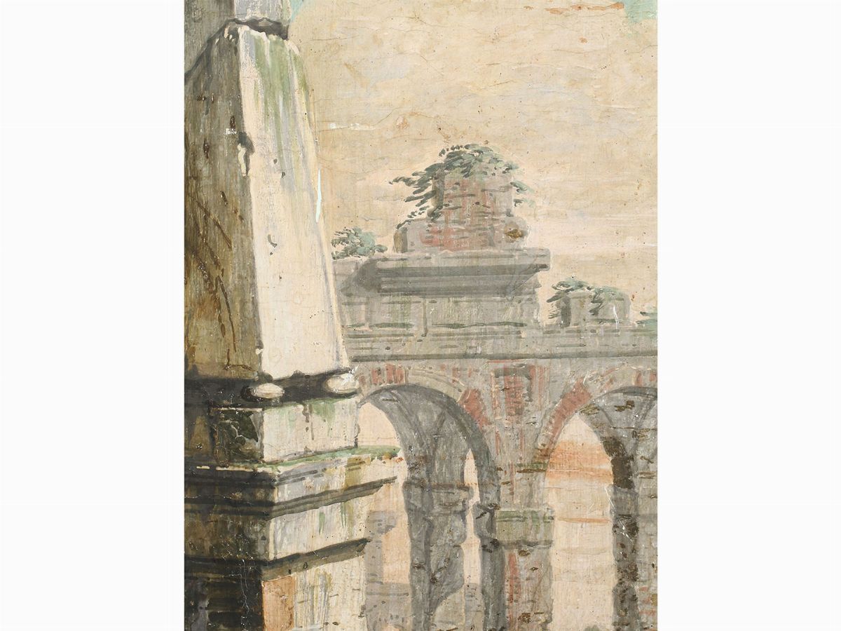 Giuseppe Zocchi - Coppia di Figure che Parlano e Rovine