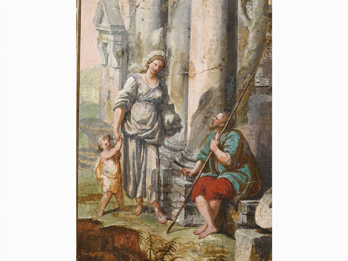 Giuseppe Zocchi - Rovine con Viandante e Madre con Figlio