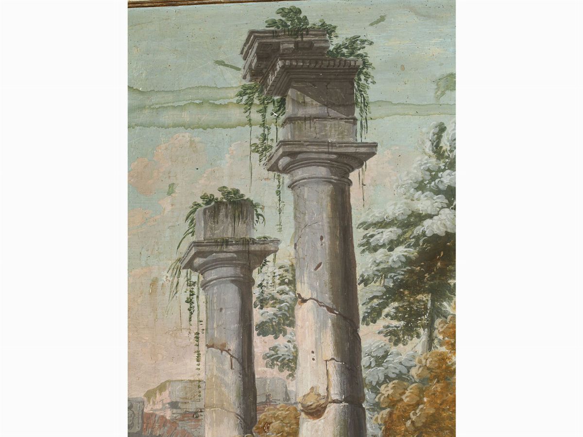 Giuseppe Zocchi - Rovine con Viandante e Madre con Figlio