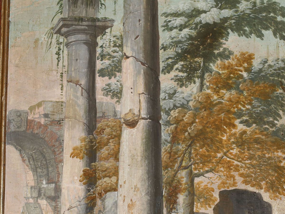Giuseppe Zocchi - Rovine con Viandante e Madre con Figlio