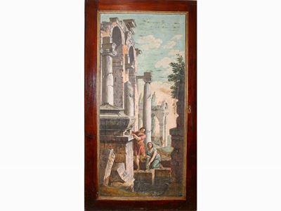 Rovine con Sarcofago e Coppia di Figure