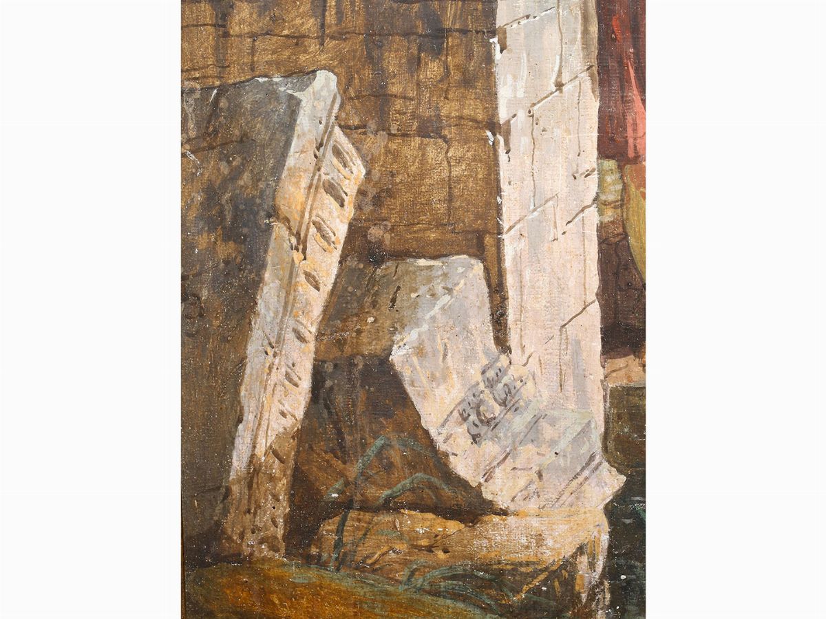 Giuseppe Zocchi - Rovine con Sarcofago e Coppia di Figure