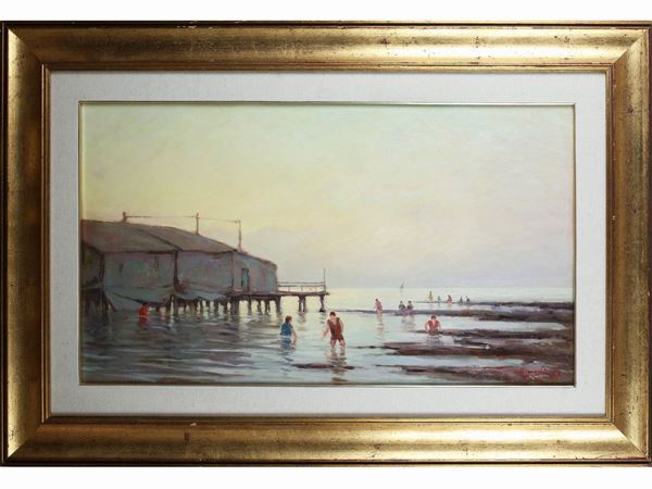 Renuccio Renucci : Figures at the sea  ((1880-1947))  - Auction The florentine house of a milanese collector: important glasses, objects of art and contemporary art - Maison Bibelot - Casa d'Aste Firenze - Milano
