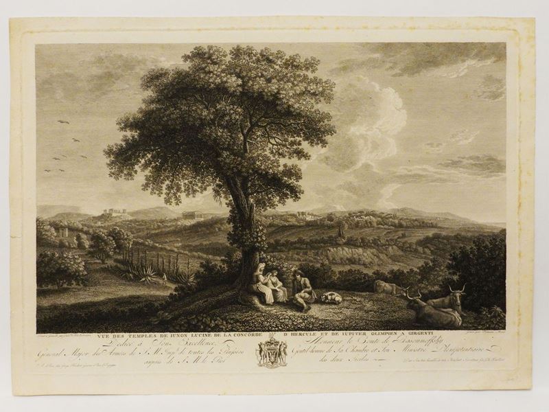 François Morel - Vue Des Temples De Iunon Lucine De la Concorde D'hercule ed De Iupiter Olimpien ...