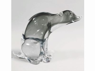 Figura di Orso in Vetro Sommerso, Seguso Vetri D'arte Attribuito